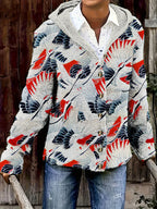 Japanese Crane Women's Hooded Sweater Jacket