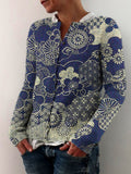 Vintage Geometric Floral Japanese Print Women's Sweater
