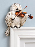🎻Whimsical Snowy Owl Playing Violin Door Frame Corner Decor