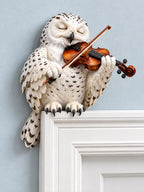 🎻Whimsical Snowy Owl Playing Violin Door Frame Corner Decor