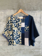 Women's Casual Cotton And Linen Floral Patchwork T-shirt