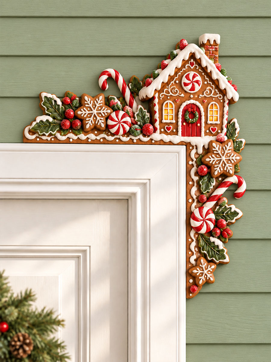 Christmas Gingerbread House & Candy Door Frame Corner Decor