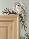 🌙 Enchanting Snowy Owl on Moonlit Branch Door Corner Decor