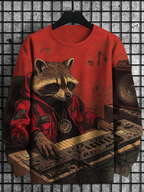 Men's Raccoon Mixer Tune Music Vintage Print Casual Sweatshirt