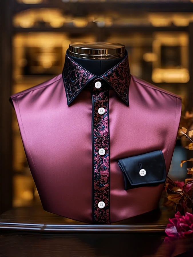 Men's Silk Design Printed Long Sleeve Shirt