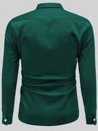 Men's  Solid Satin Long Sleeve Shirt