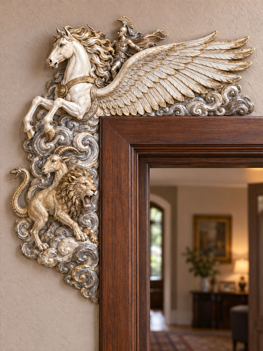 Bellerophon & Pegasus Battling the Chimera Door Frame Corner Decor
