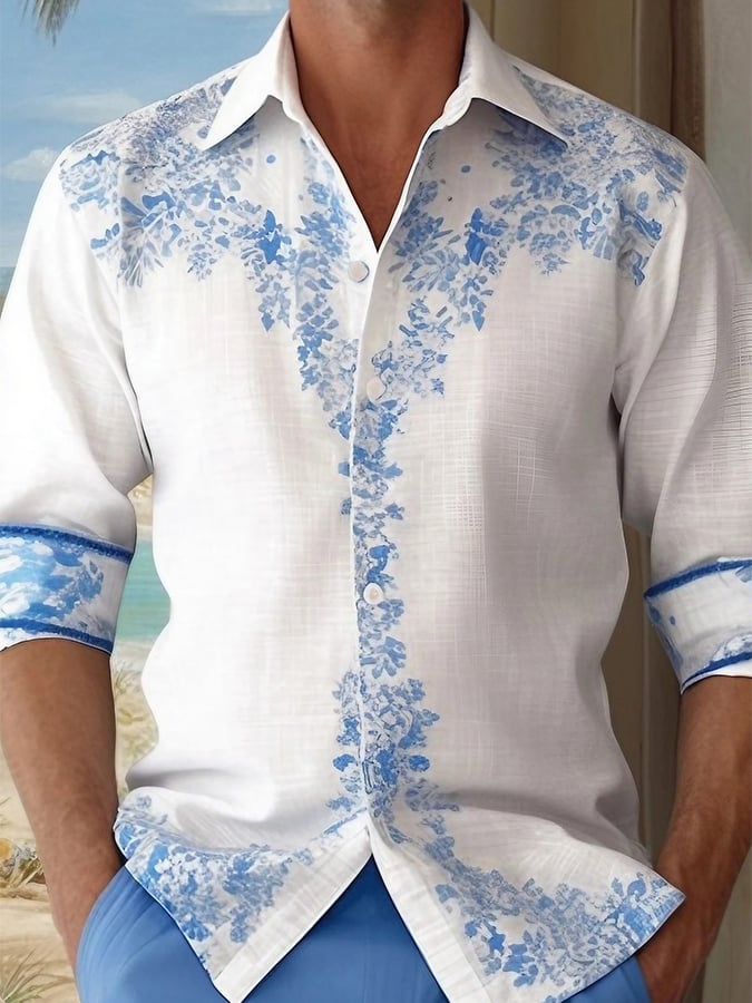Printed Men'S Vacation Casual Long Sleeve Shirt