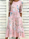 (10589-160g秋香麻-3D数码-Mid Calf Dresses(小腿中部裙))
