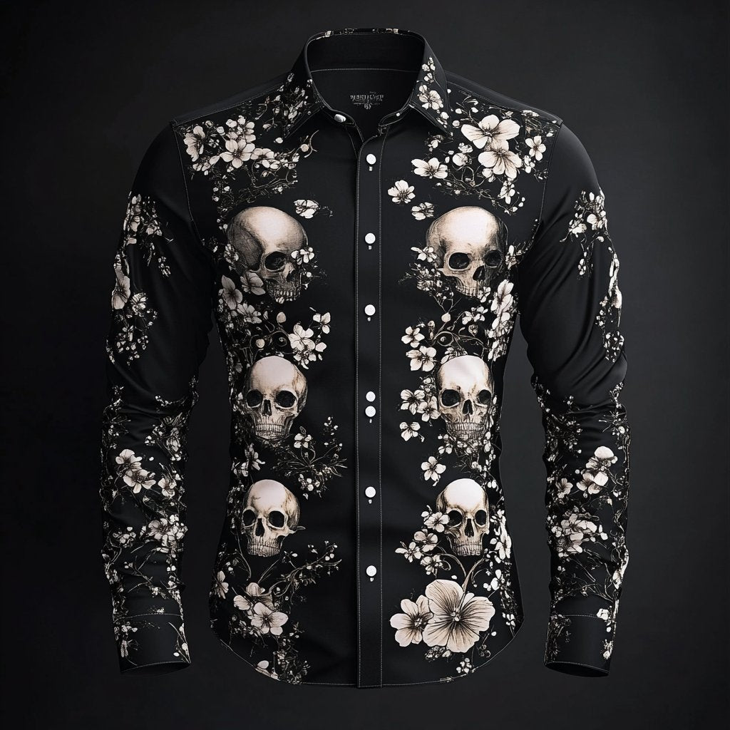 Men's Vintage Art Skull Shirt