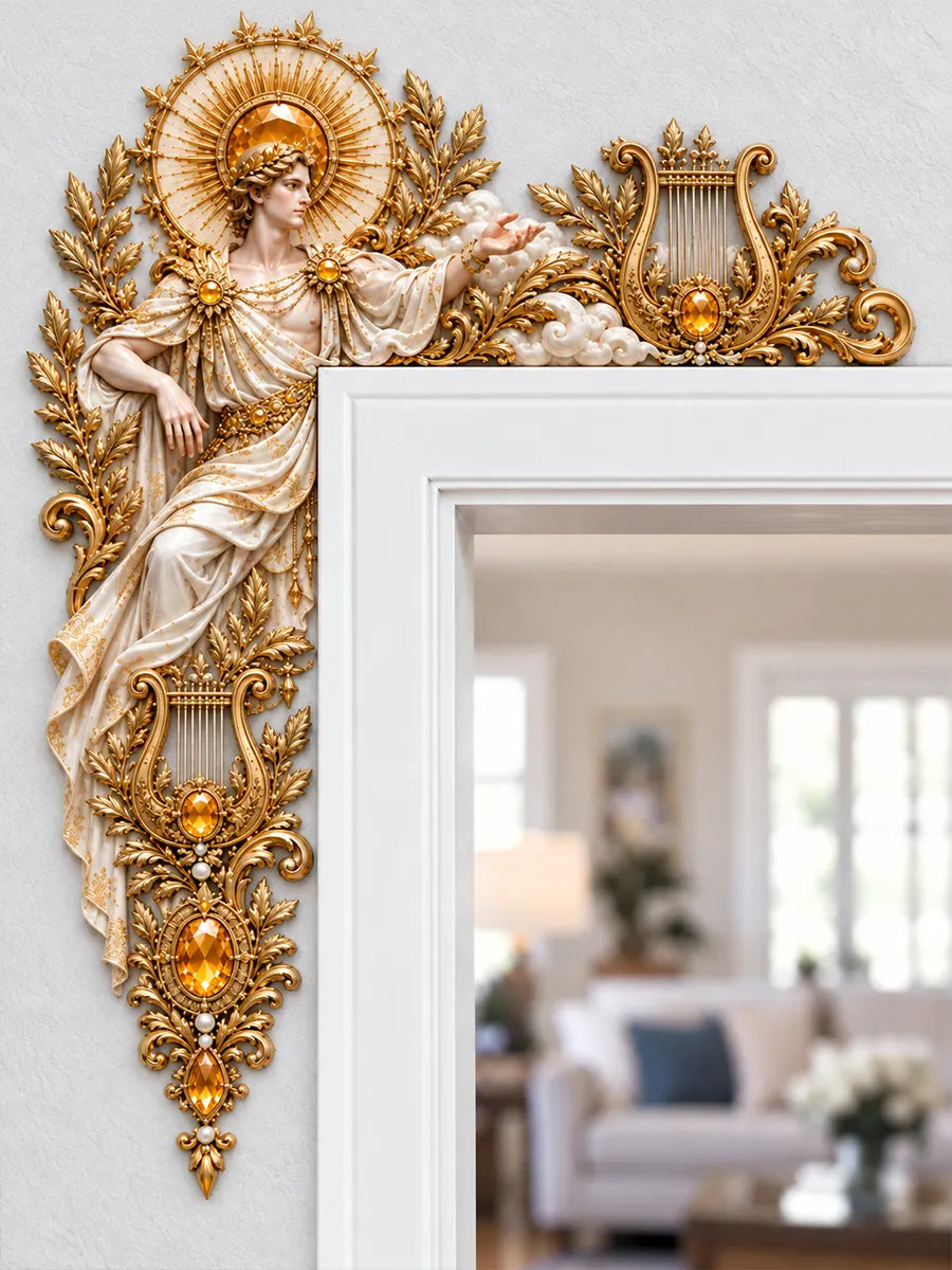 👑 Elegant Mythological Angel & Lyre Door Frame Corner Ornament