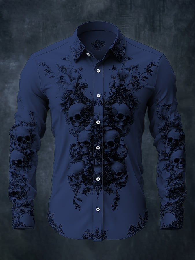 Men's Vintage Art Skull Shirt