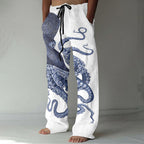 Japanese Art Octopus Graphic Printed Casual Pants
