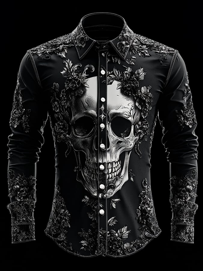 Men's Vintage Art Skull Shirt