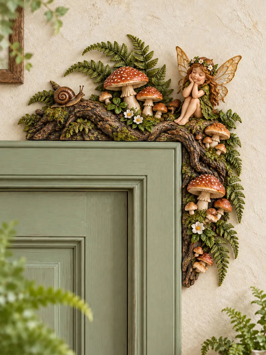 Magical Mushroom Forest Sleeping Fairy L-Shaped Door Frame Corner Decor