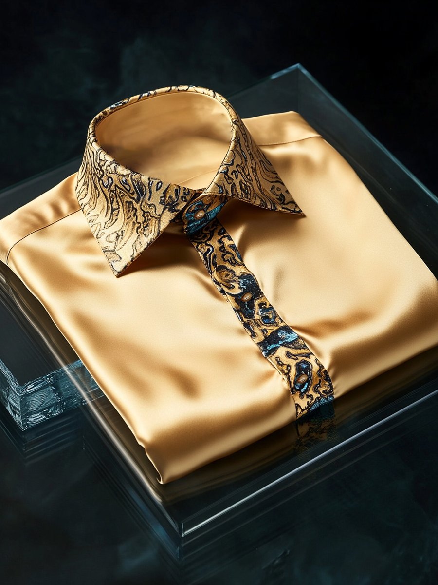 Men's Satin Long Sleeve Shirt