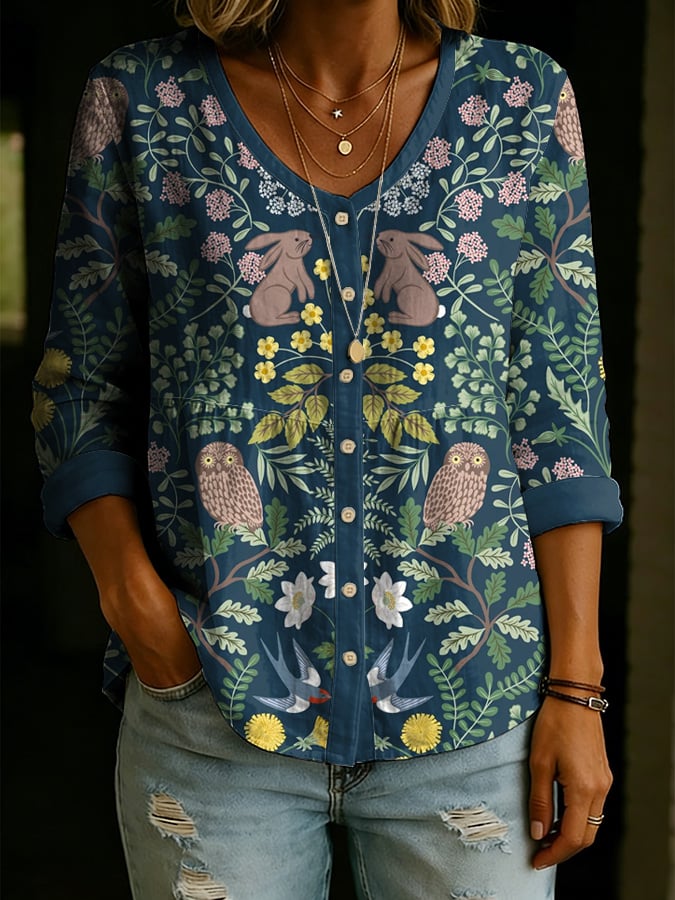 Women's Casual Floral Print Shirt