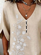 Women'S Casual Embroidered Top