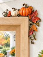 🎃 Autumn Harvest Pumpkin & Maple Leaf Door Frame Corner Decor