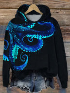 Japanese Ocean Octopus Print Hoodie