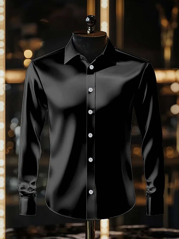 Men's Stripe Print Business Long Sleeve Shirt