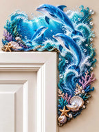 🐬 Jumping Dolphins and Coral Reef Ocean Door Corner Decor
