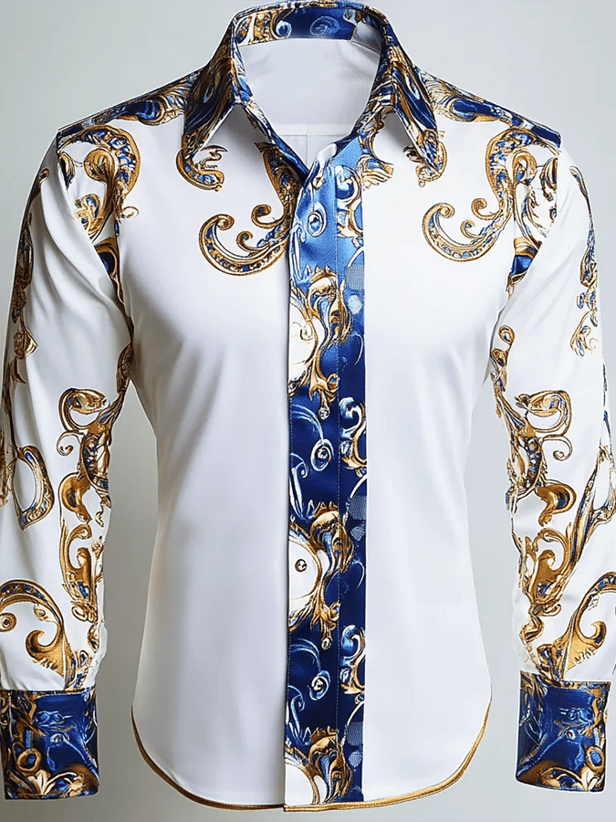 Men's Fashion Design Printed Long Sleeve Shirt