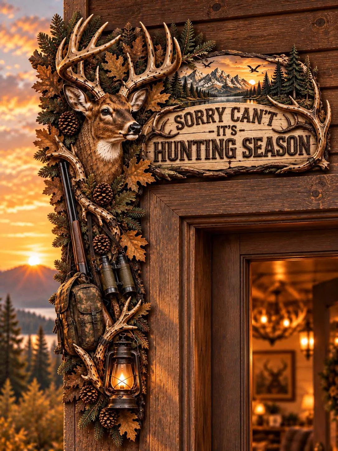 🍂 "Sorry Can't It's Hunting Season" Deer Door Decor