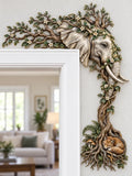 🐘 Majestic Elephant & Sleepy Fox Door Frame Corner Sculpture
