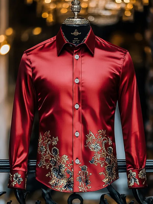 Men's Stripe Print Long Sleeve Shirt