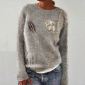 Japanese Style Lotus Leaf Embroidery Knitted Sweater