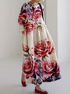 Women's Floral Art Cotton Blend Dress
