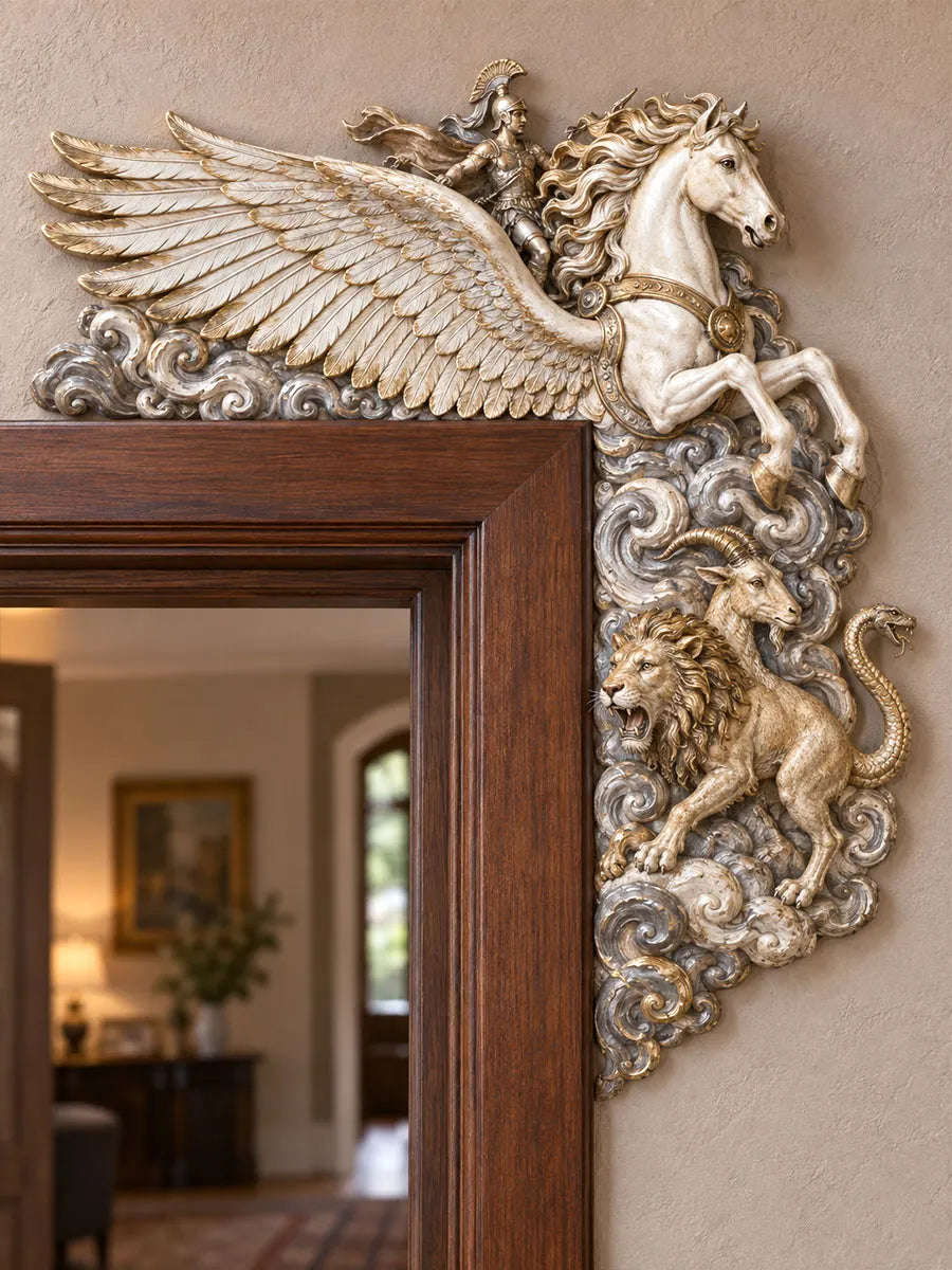 Bellerophon & Pegasus Battling the Chimera Door Frame Corner Decor