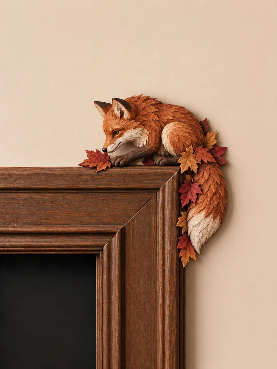 Autumn Fox & Maple Leaves Door Frame Corner Decor