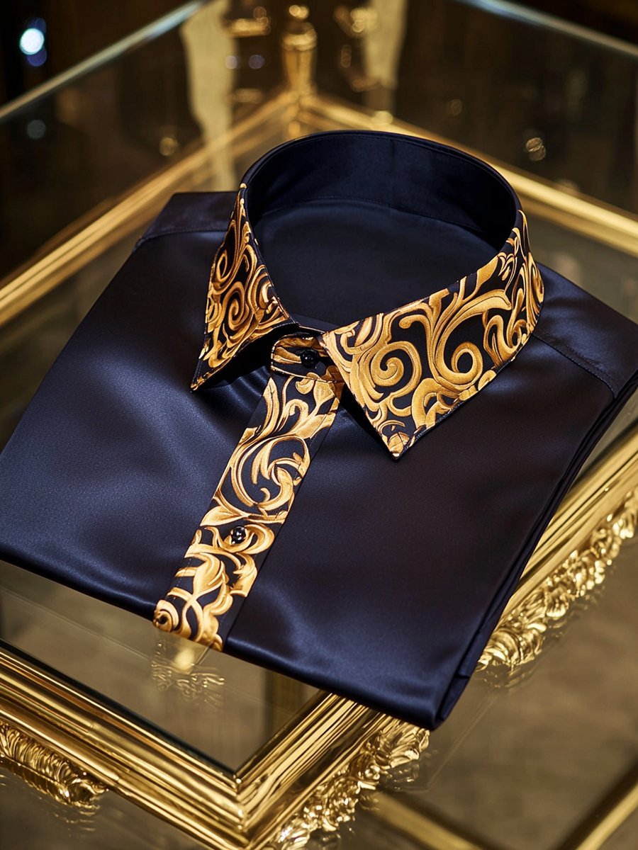 Men's Satin Long Sleeve Shirt