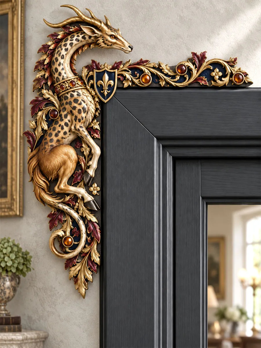 Golden-Horned Spotted Beast Door Frame Corner Decor