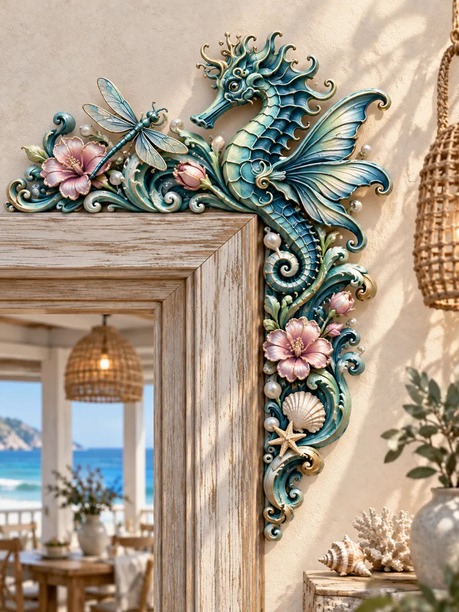 Ocean Seahorse Wooden Door Corner Decor