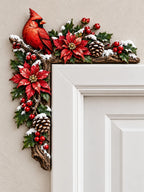 Christmas Cardinal Wooden Door Corner Decor
