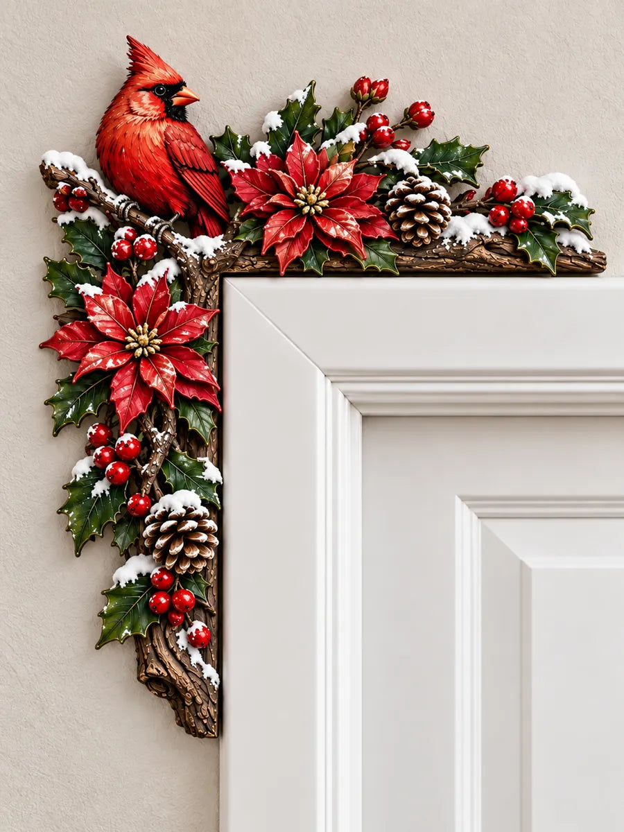 Christmas Cardinal Wooden Door Corner Decor