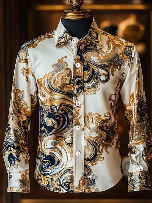 Men's Stripe Print Long Sleeve Shirt