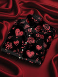 Men's Valentine's Day Heart Themed Luxury Silk Long Sleeve Shirt
