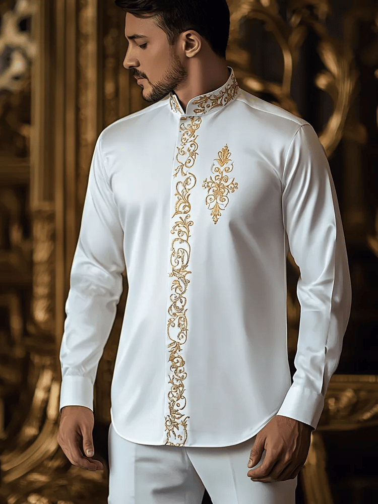 Men's Vintage Stand Collar Long Sleeve Shirt
